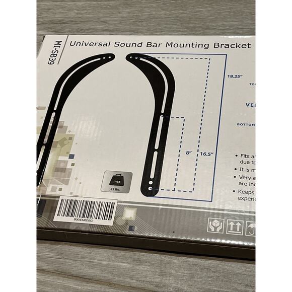 Mount-It Universal Sound Bar Mounting Bracket. Black- MI-SB39 33lb Max - Picture 5 of 5